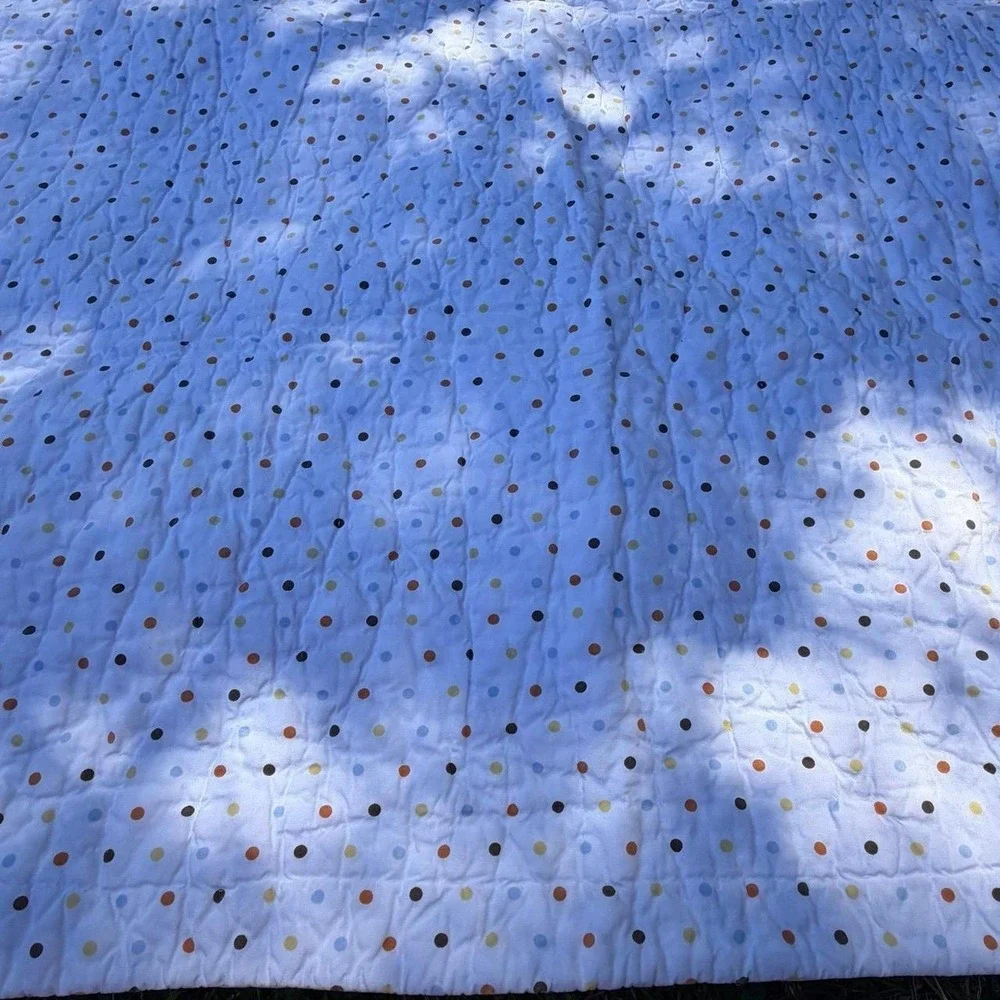 Pottery Barn Kids Monkey See Monkey Do Baby Quilt Blanket Blue Nursery Lovey